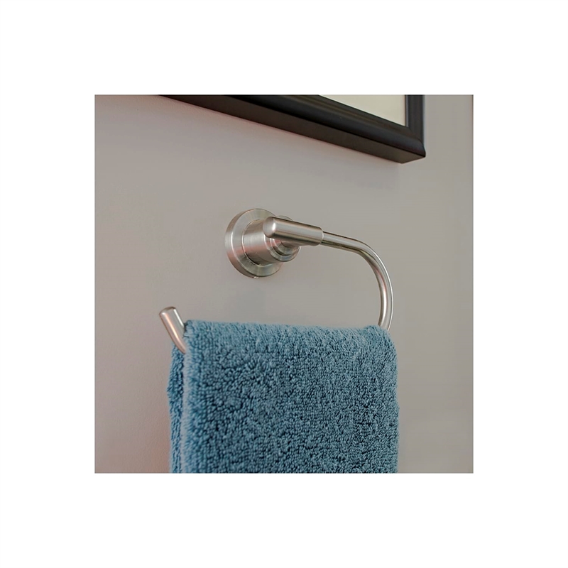 Geneva Metal Towel Ring in Silver Satin Nickel