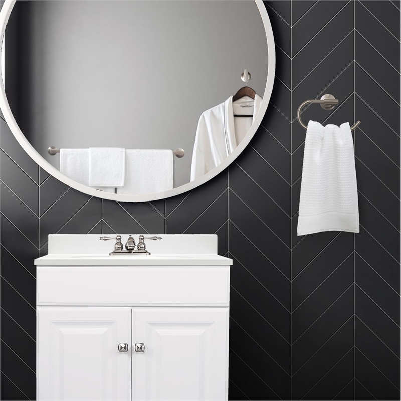 Geneva Metal Towel Ring in Silver Satin Nickel