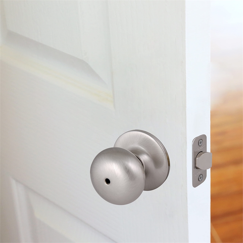 Design House Cambridge Brass Privacy Door Knob in Satin Nickel/Silver