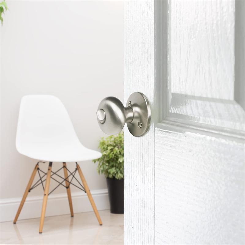 Design House Cambridge Brass Privacy Door Knob in Satin Nickel/Silver