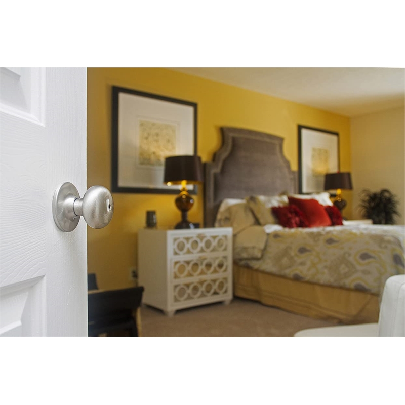 Design House Cambridge Brass Privacy Door Knob in Satin Nickel/Silver
