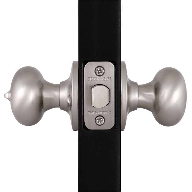 Design House Cambridge Brass Privacy Door Knob in Satin Nickel/Silver
