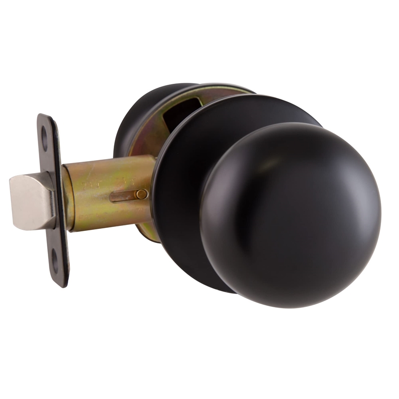 Design House Cambridge Brass Passage Doorknob in Matte Black
