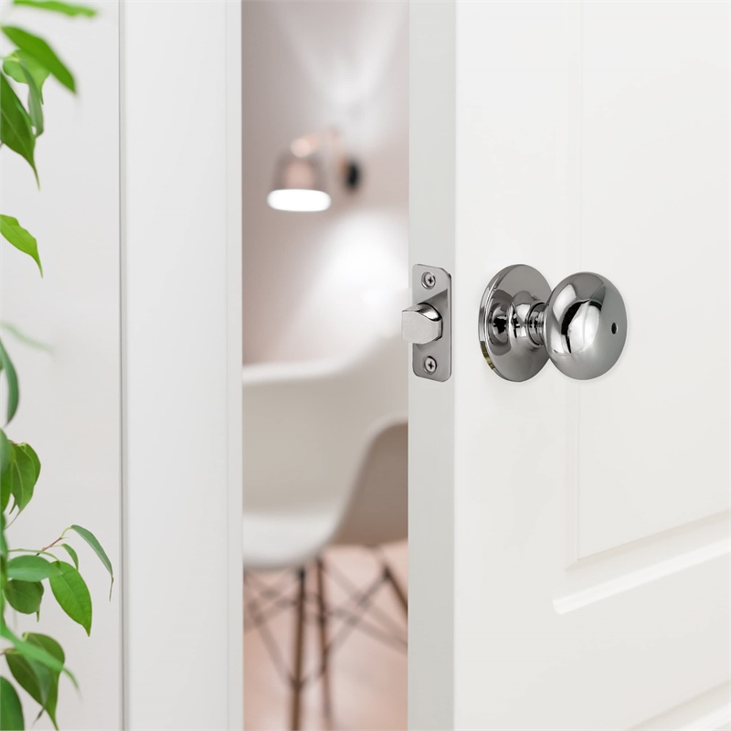 Design House Cambridge Brass Privacy Door Knob in Polished Chrome/Silver