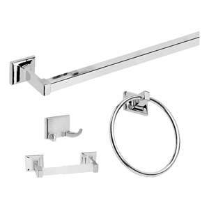 Design House 534628 Millbridge 4-Piece Bathroom Accessory Kit Polished Chrome