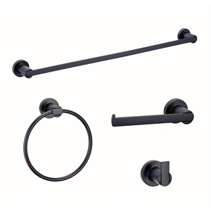 Design House Eastport Metal Bathroom Accessory Kit in Matte Black 4-Piece