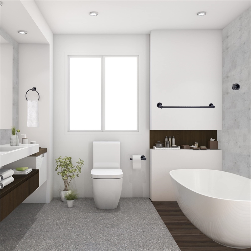 Design House Eastport Metal Bathroom Accessory Kit in Matte Black 4-Piece
