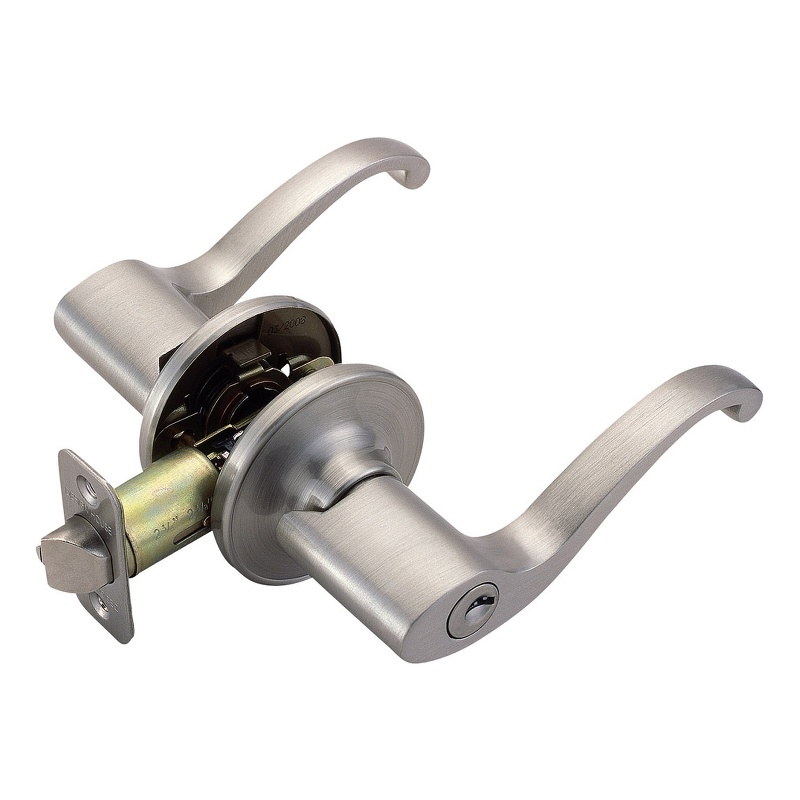 Design House Scroll Brass 2-Way Latch Entry Door Handle in Satin Nickel/Silver