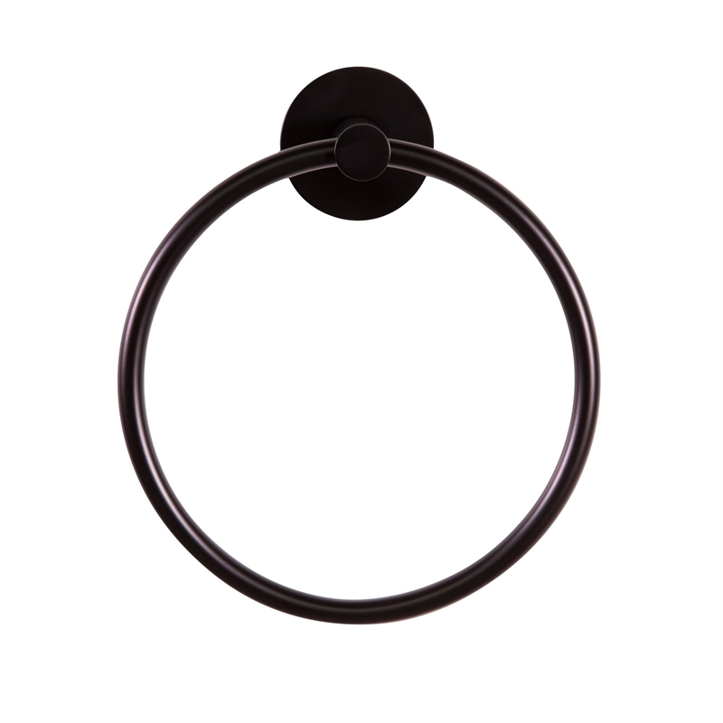 Design House Kelton Modern Brass Towel Ring in Matte Black Finish