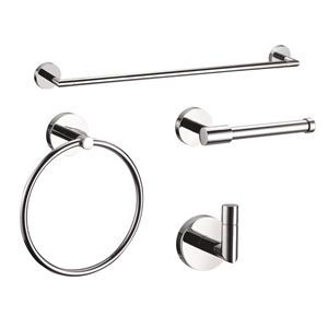 Design House Graz 4-Piece Metal Bathroom Accessory Kit in Polished Chrome/Silver