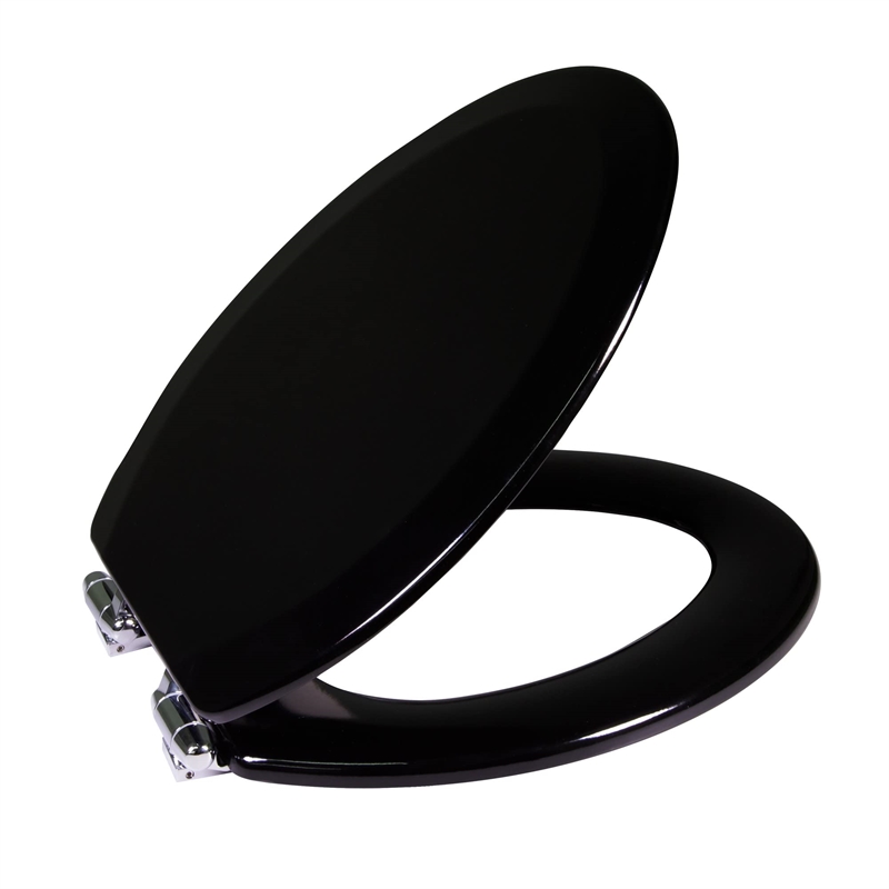 Design House Dalton Elongated Wood Toilet Seat in Black Finish