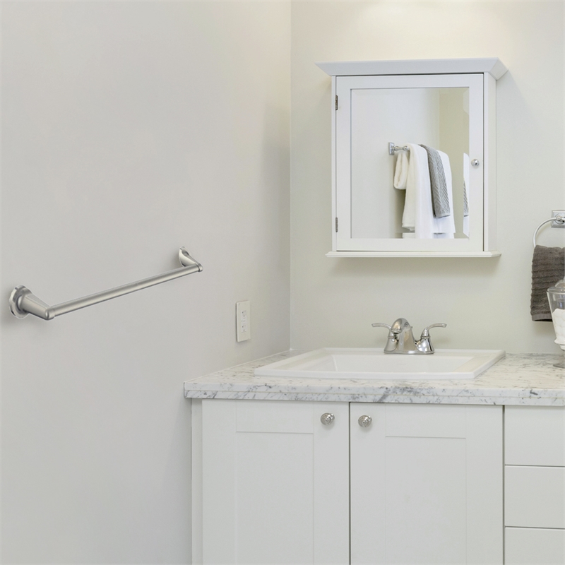Design House Alta Bay 24-Inch Metal Towel Bar in Satin Nickel/Silver