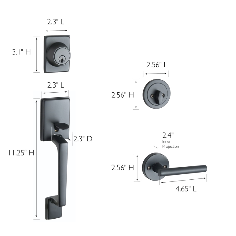 Design House Moderno 2-Way Adjustable Metal Entry Handle set in Matte Black