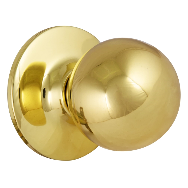 Design House Brass Ball 2-Way Latch Privacy Door Knob in Polished Brass