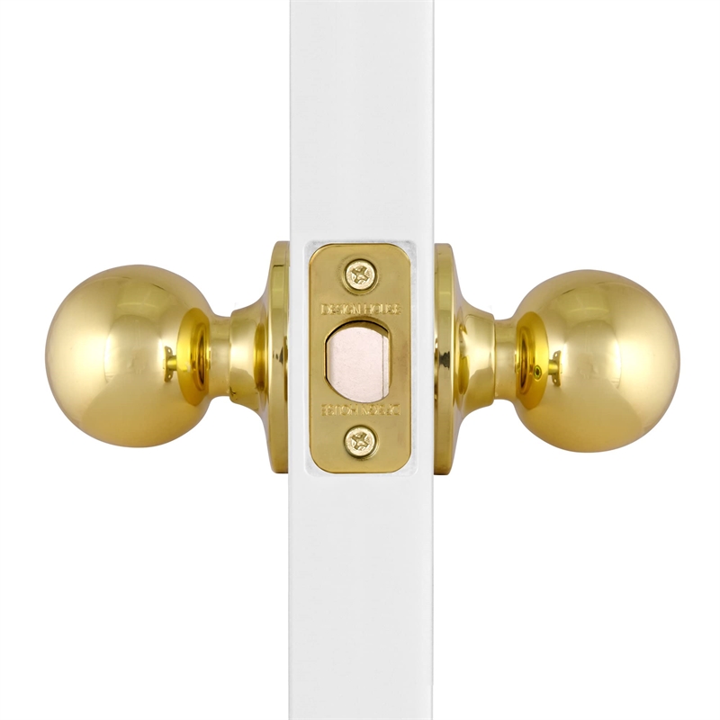 Design House Brass Ball 2-Way Latch Privacy Door Knob in Polished Brass