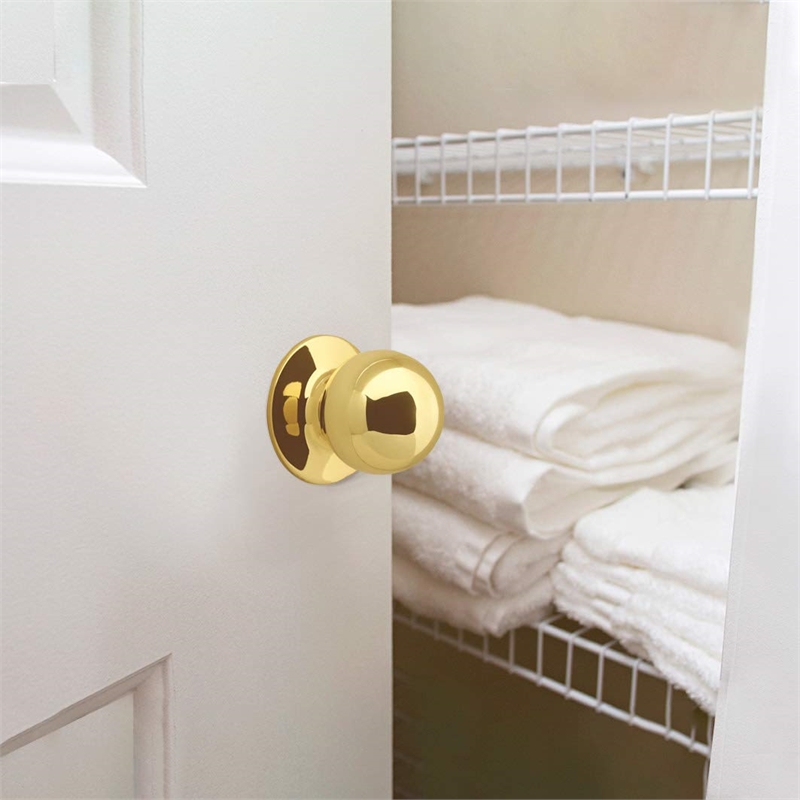 Design House Brass Ball 2-Way Latch Privacy Door Knob in Polished Brass