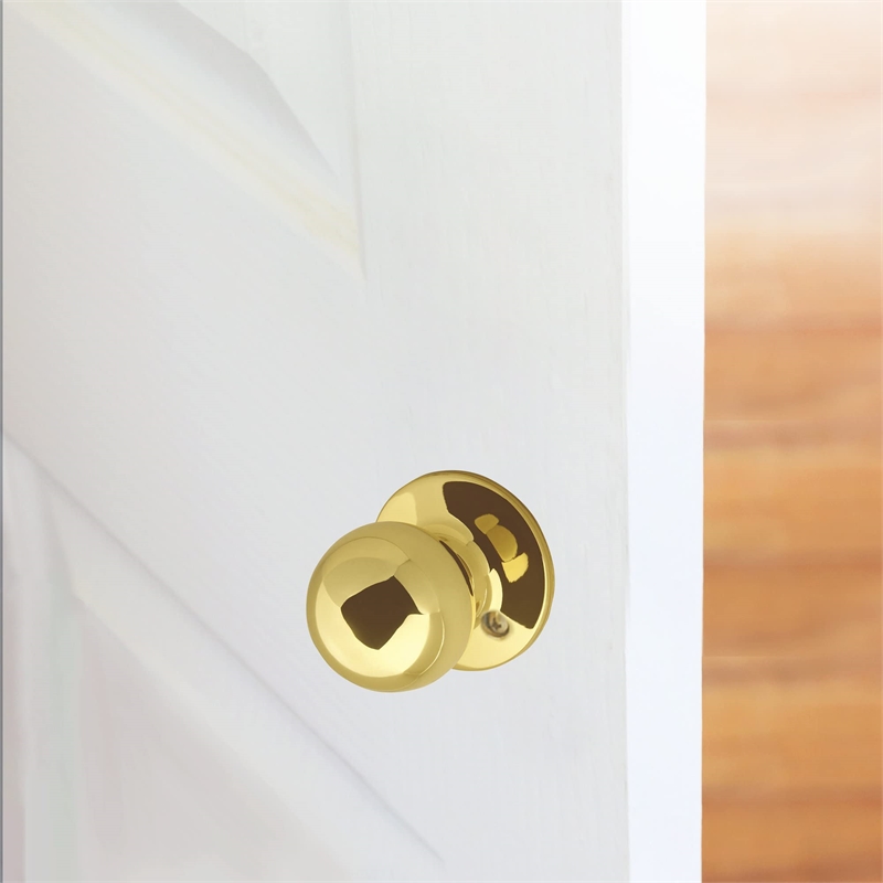 Design House Ball 2-Way Latch Dummy Door Knob in Polished Brass