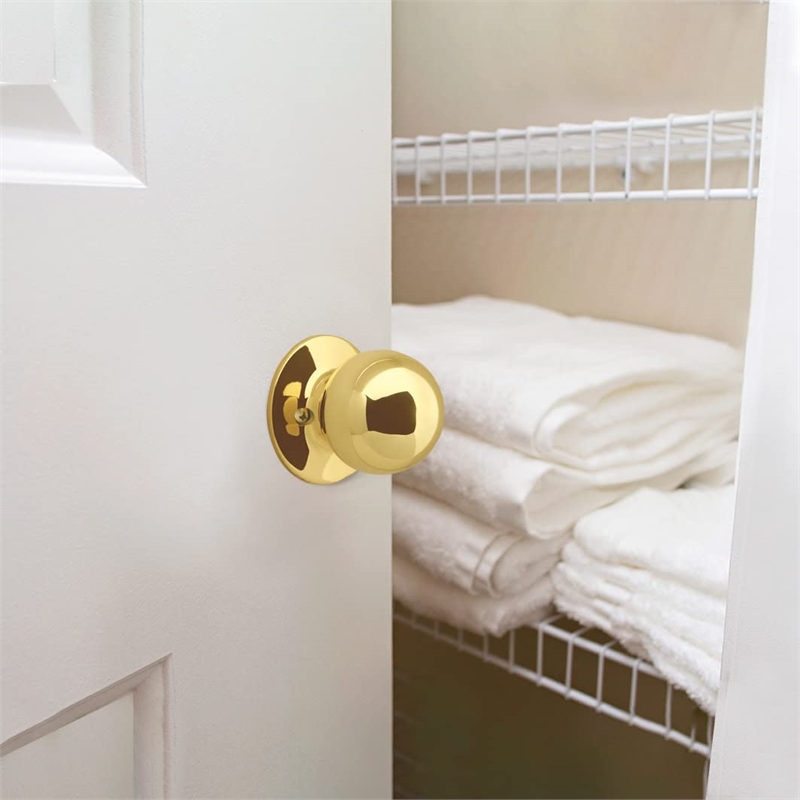 Design House Ball 2-Way Latch Dummy Door Knob in Polished Brass