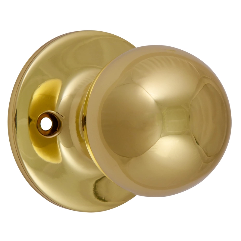 Design House Ball 2-Way Latch Dummy Door Knob in Polished Brass