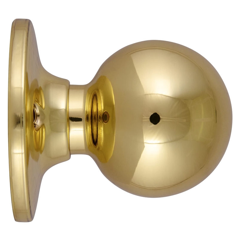 Design House Ball 2-Way Latch Dummy Door Knob in Polished Brass