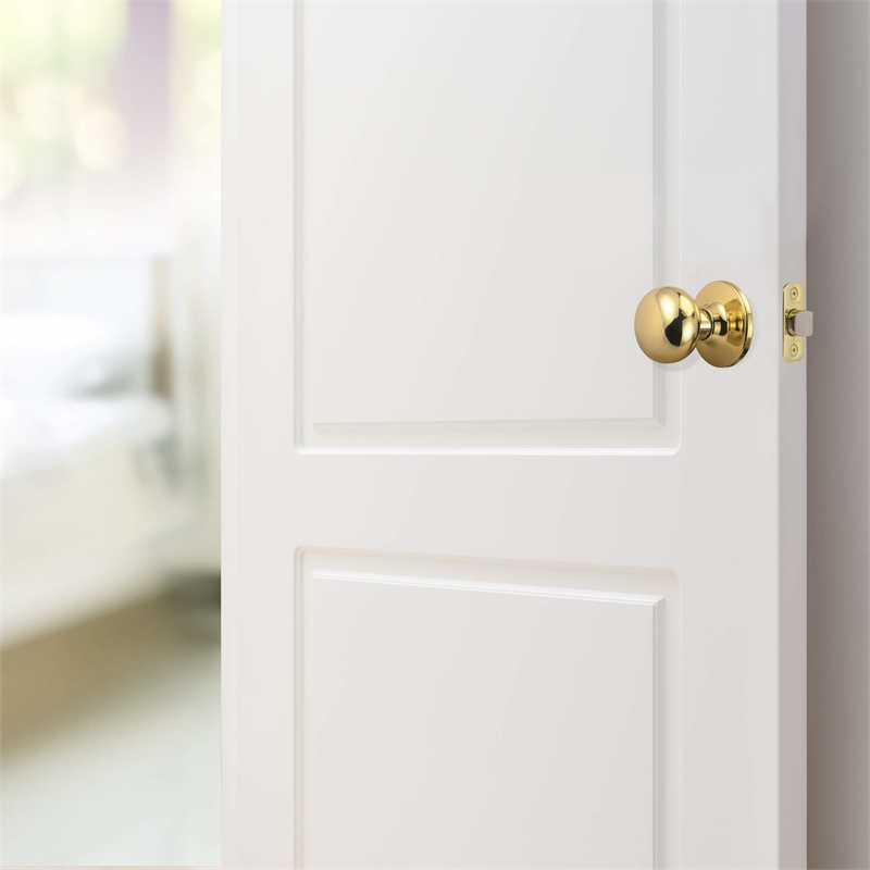 Design House Cambridge Passage Brass Door Knob in Polished Brass