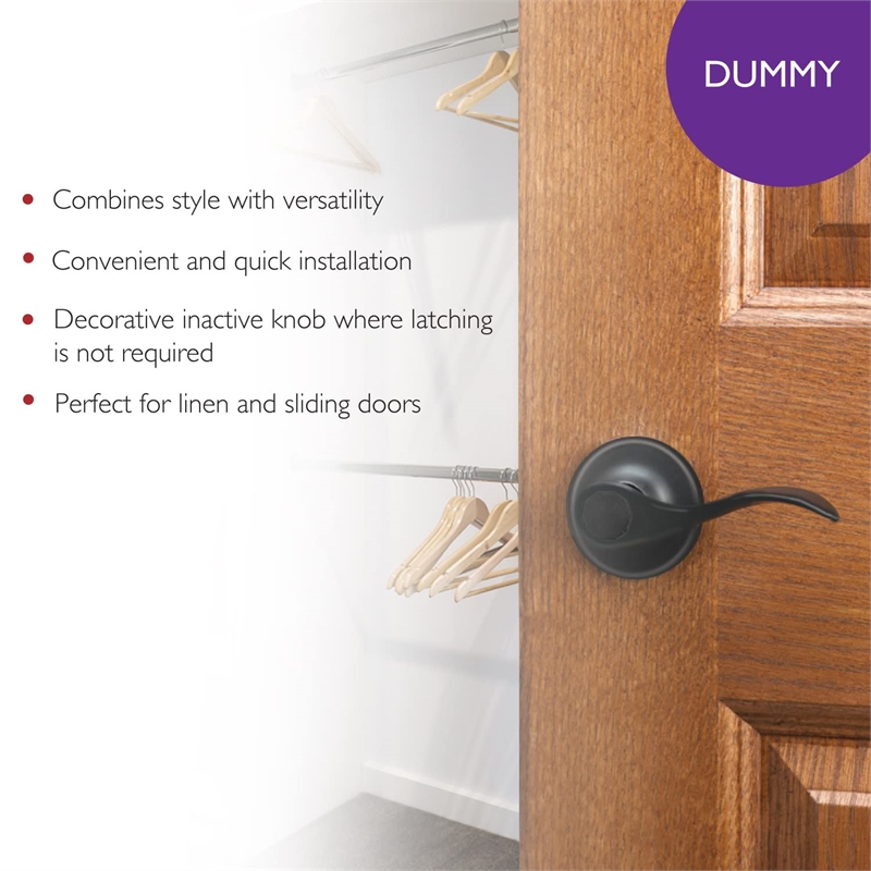 Design House Springdale Brass Dummy Door Handle in Matte Black