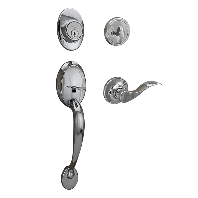 Design House Brass Coventry Door Handle Set in Polished Chrome/Silver