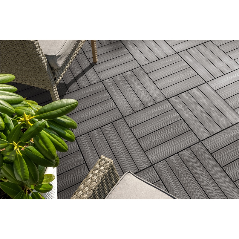 Square Deck Tiles in Modern Ebony/Black 6 Pack