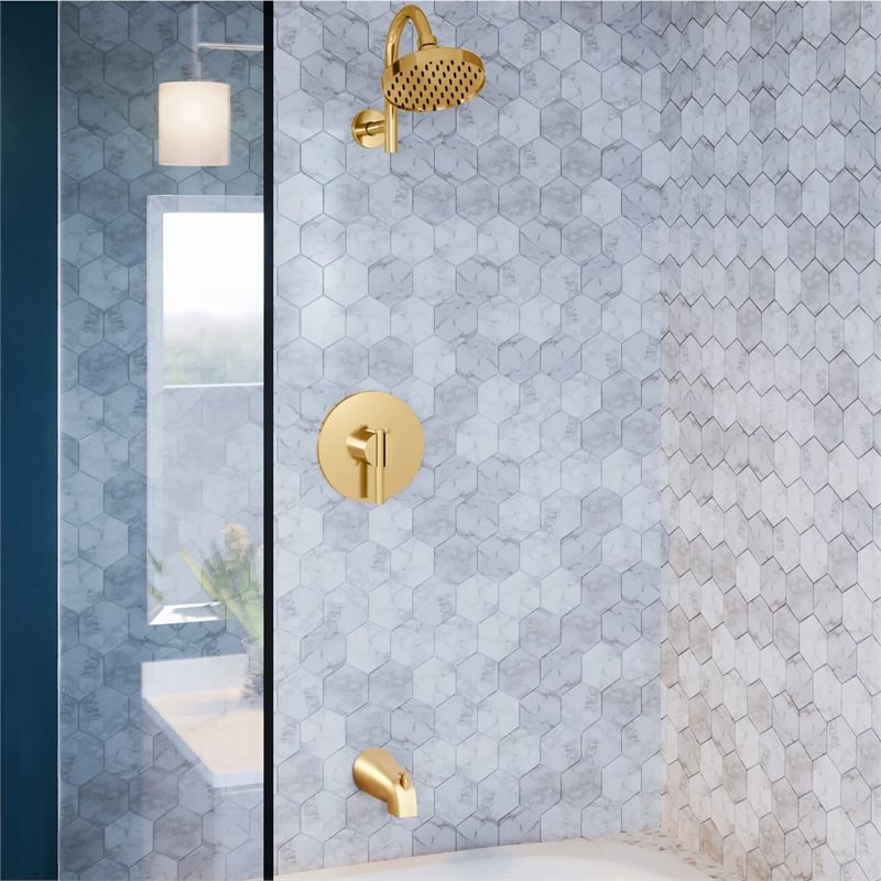 Stainless Steel Tub Diverter Spout in Satin Gold