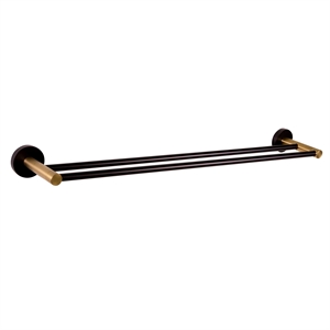 Kelton Double Brass Towel Bar in Matte Black and Gold