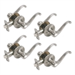 Scroll Privacy Brass Door Lever in Satin Nickel  4 Pack