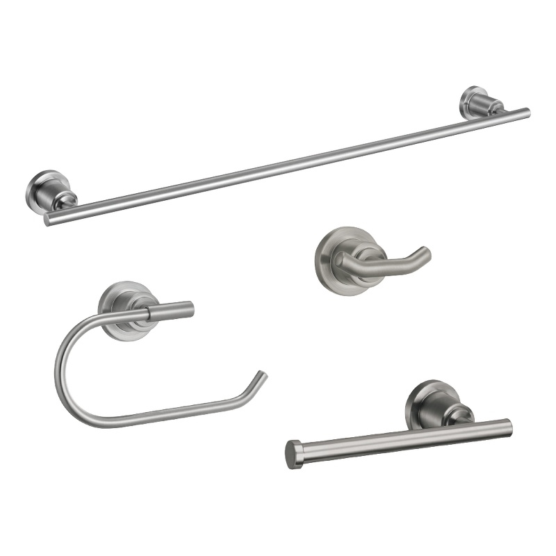 Geneva Metal Bathroom Accessory Kit in Satin Nickel  4 Piece