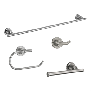 Geneva Metal Bathroom Accessory Kit in Satin Nickel  4 Piece