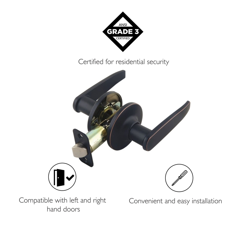 Delavan Passage Straight Brass Door Handle in Oil Rubbed Bronze