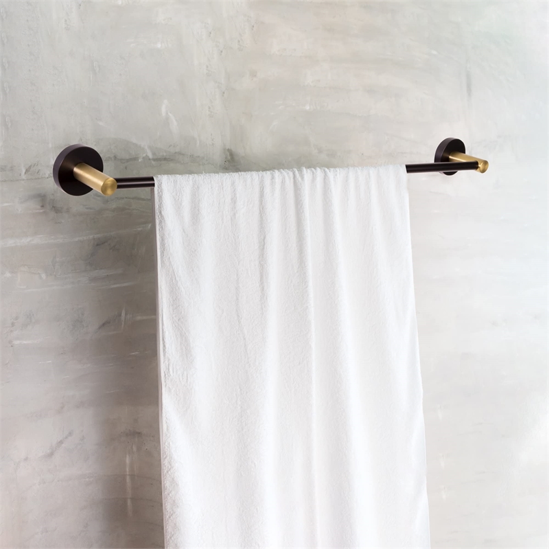 Kelton 24 Inch Brass Towel Bar in Matte Black and Gold