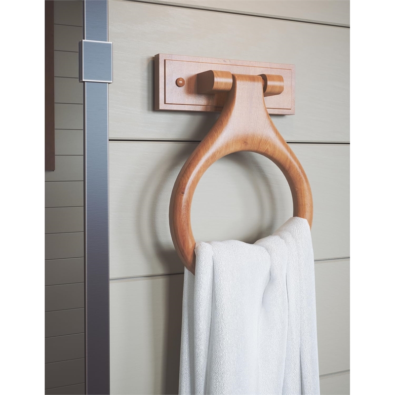 Dalton Wood Towel Ring in Honey Oak