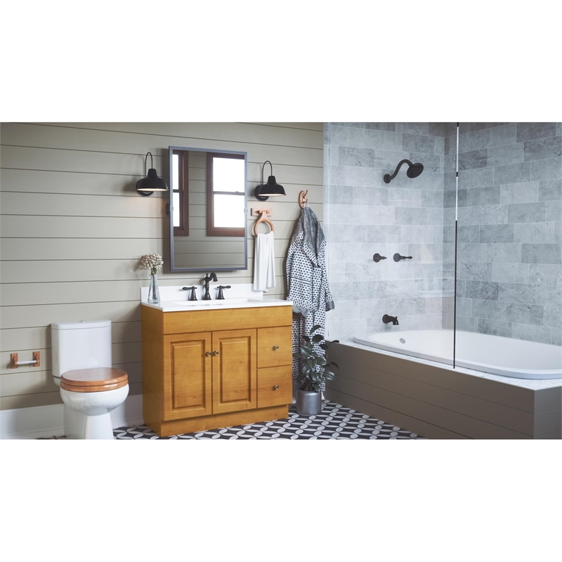 Dalton Wood Towel Ring in Honey Oak