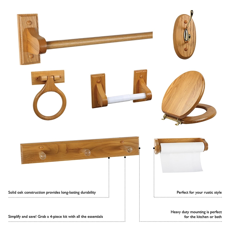 Dalton Wood Towel Ring in Honey Oak
