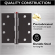 Stainless Steel Door Hinge in Matte Black 4.5 Inch 5/8 Inch Radius 6 Pack