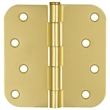 Stainless Steel Door Hinge in Satin Brass 4 Inch 5/8 Inch Radius 12 Pack
