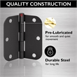 Stainless Steel Door Hinge in Matte Black 3 1/2 Inch 5/8 Inch Radius 12 Pack