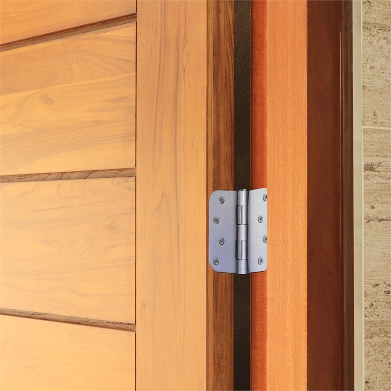 Stainless Steel Door Hinge in Brushed Nickel 4 Inch 5/8 Inch Radius 6 Pack