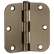 Stainless Steel Door Hinge in Antique Brass 3 1/2 Inch 5/8 Inch Radius 9 Pack