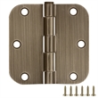 Stainless Steel Door Hinge in Antique Brass 3 1/2 Inch 5/8 Inch Radius 9 Pack