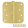 Stainless Steel Door Hinge in Satin Brass 4 Inch 5/8 Inch Radius 6 Pack