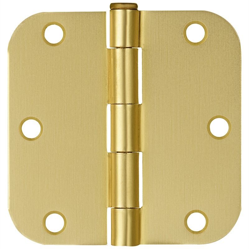 Stainless Steel Door Hinge in Satin Brass 3 1/2 Inch 5/8 Inch Radius 6 Pack