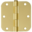 Stainless Steel Door Hinge in Satin Brass 3 1/2 Inch 5/8 Inch Radius 6 Pack