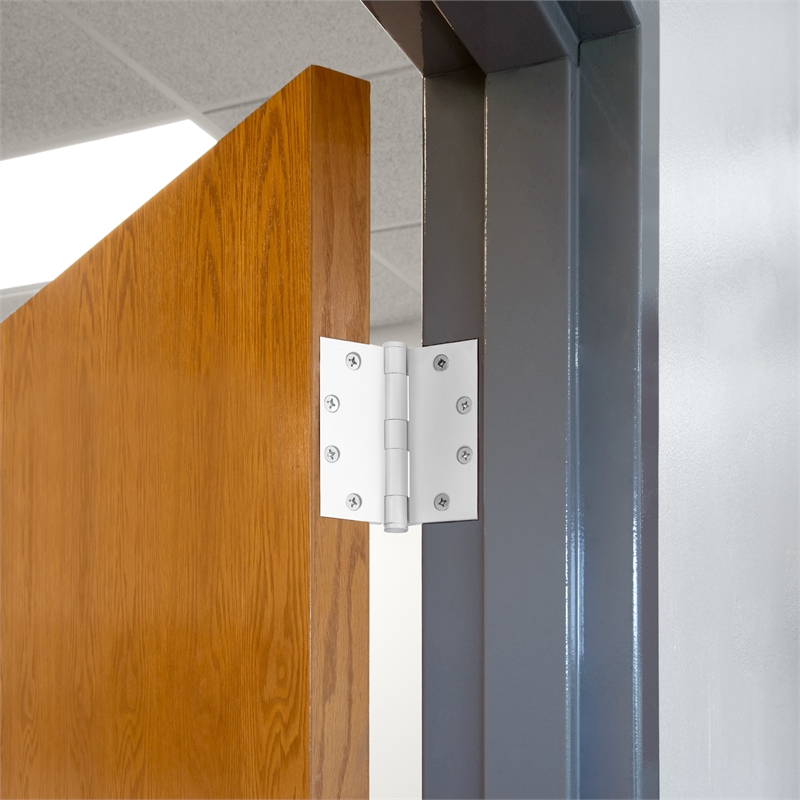 Stainless Steel Door Hinge in Painted White 4 1/2 Inch 5/8 Inch Radius 9 Pack