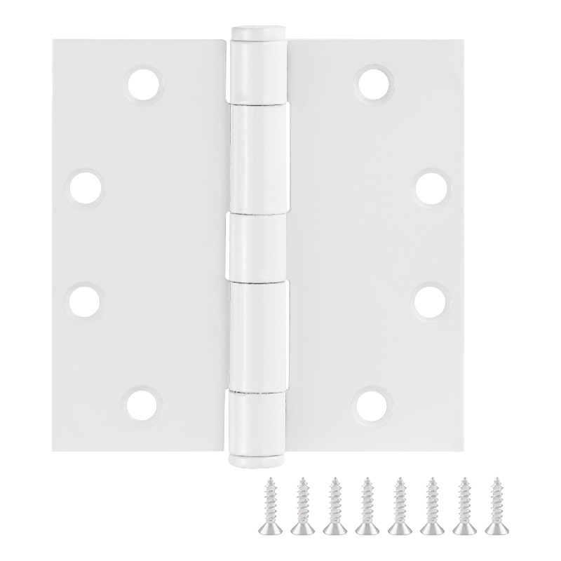 Stainless Steel Door Hinge in Painted White 4 1/2 Inch 5/8 Inch Radius 9 Pack