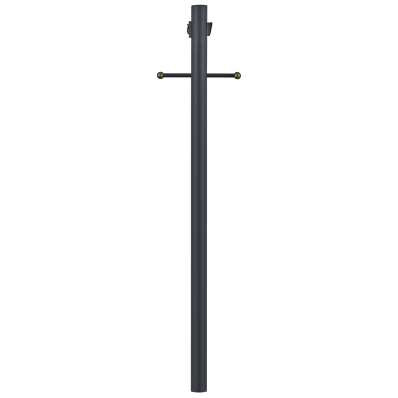 Black Stainless Steel Lamp Post with Outlet and Photo Eye